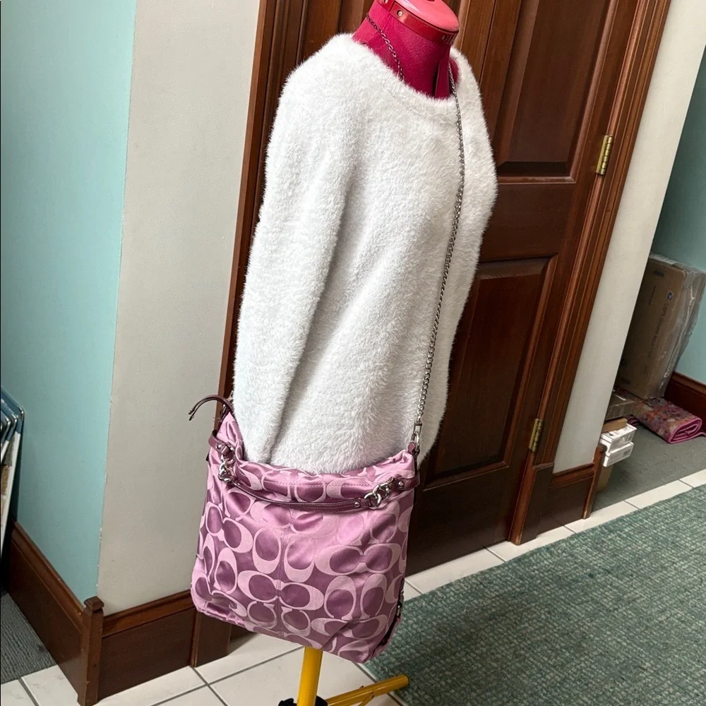 Coach  Brooke satchel  monogram canvas  lavender/dark violet trim Crossbody bag - Picture 3 of 17